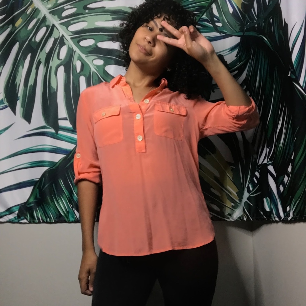 Flamingo Pink Blouse button down